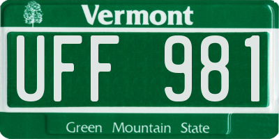 VT license plate UFF981