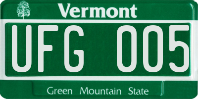 VT license plate UFG005