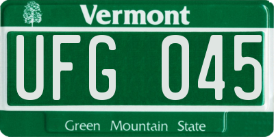 VT license plate UFG045