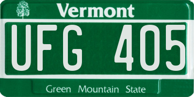 VT license plate UFG405