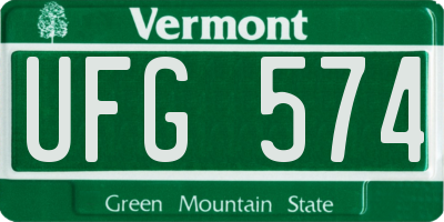 VT license plate UFG574