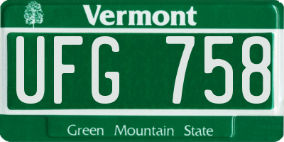 VT license plate UFG758