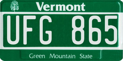 VT license plate UFG865