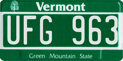 VT license plate UFG963
