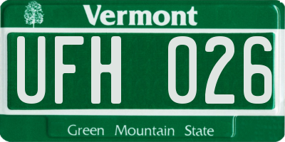 VT license plate UFH026