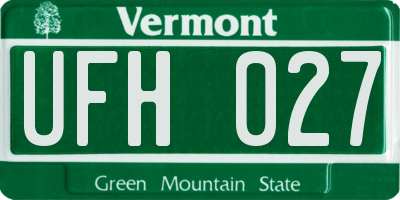 VT license plate UFH027
