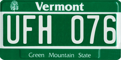 VT license plate UFH076
