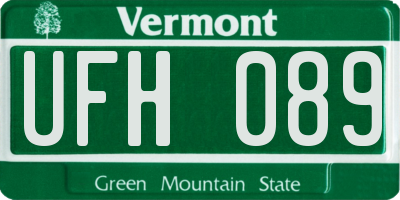 VT license plate UFH089