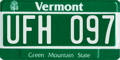 VT license plate UFH097