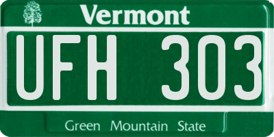VT license plate UFH303