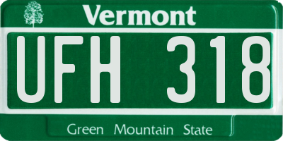 VT license plate UFH318