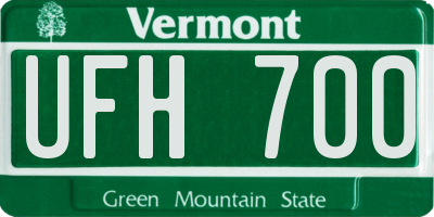 VT license plate UFH700