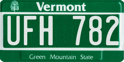VT license plate UFH782
