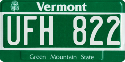 VT license plate UFH822