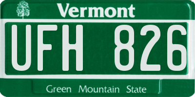 VT license plate UFH826