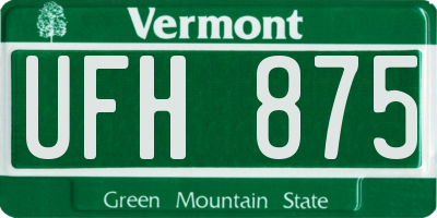 VT license plate UFH875