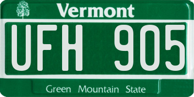 VT license plate UFH905