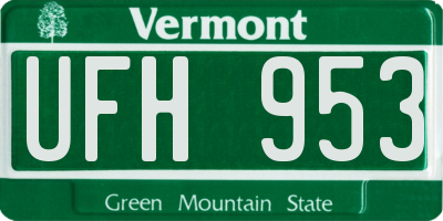 VT license plate UFH953