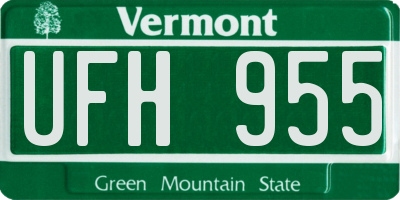 VT license plate UFH955