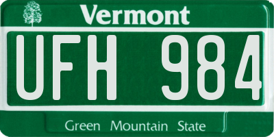 VT license plate UFH984