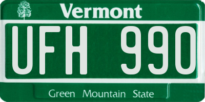 VT license plate UFH990