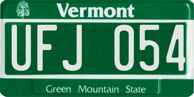 VT license plate UFJ054