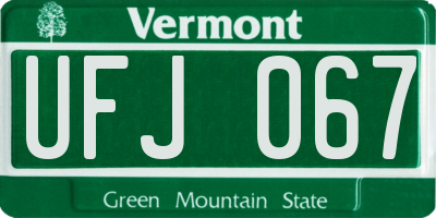 VT license plate UFJ067