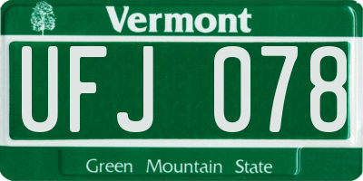 VT license plate UFJ078