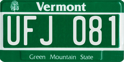 VT license plate UFJ081