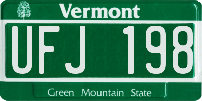 VT license plate UFJ198
