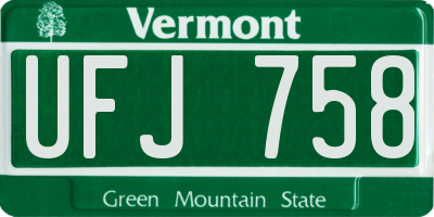 VT license plate UFJ758