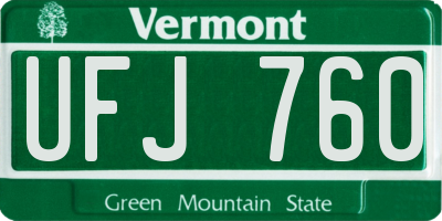 VT license plate UFJ760