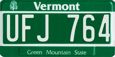 VT license plate UFJ764