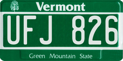 VT license plate UFJ826