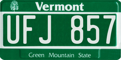 VT license plate UFJ857