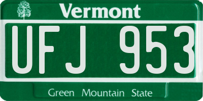 VT license plate UFJ953