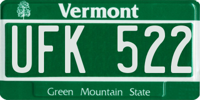 VT license plate UFK522