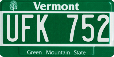 VT license plate UFK752