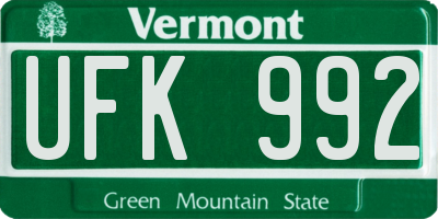 VT license plate UFK992