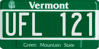 VT license plate UFL121