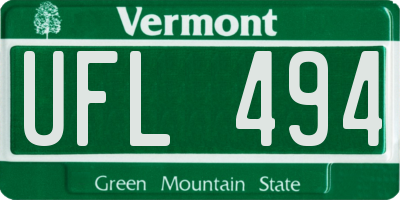 VT license plate UFL494