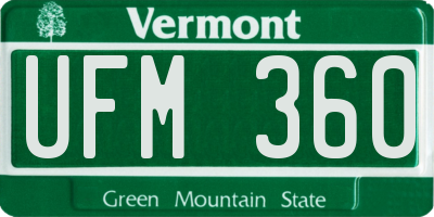 VT license plate UFM360