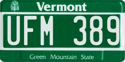 VT license plate UFM389