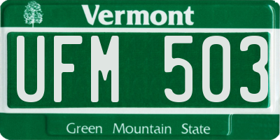 VT license plate UFM503