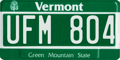 VT license plate UFM804