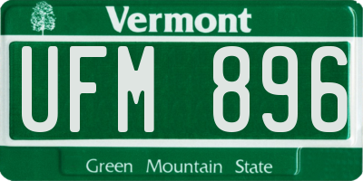VT license plate UFM896