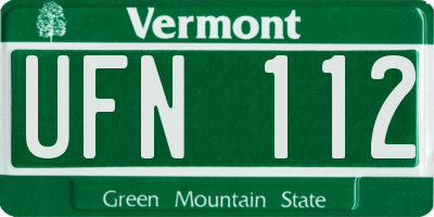 VT license plate UFN112