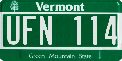 VT license plate UFN114