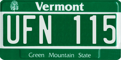 VT license plate UFN115