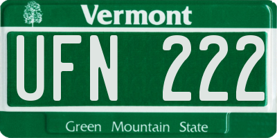 VT license plate UFN222
